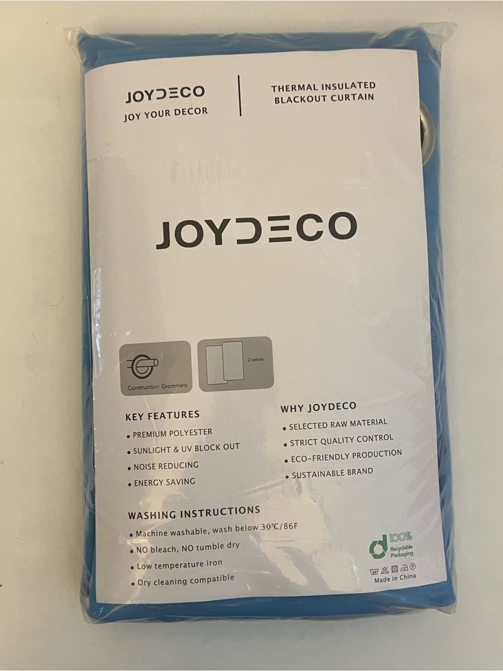 NWT NIB JOYDECO Blackout Curtain 2 Panels Baby Blue 52x63 Thermal Insulated New